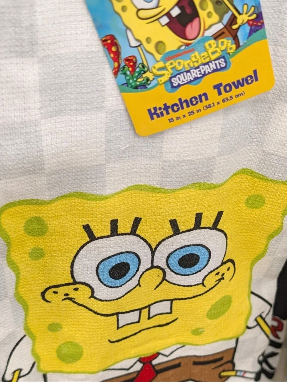 SpongeBob Squarepants Yellow & Blue Cartoon Face Kitchen Towel